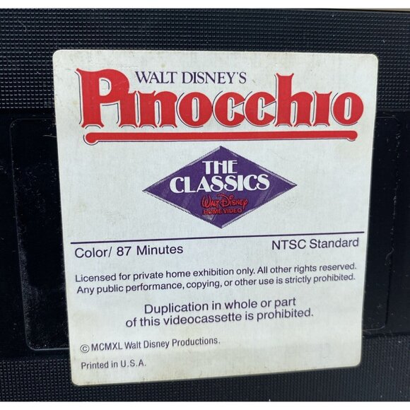Walt Disney’s Pinocchio VHS Video Padded Clamshell Case 239 V The Classics - Picture 8 of 10